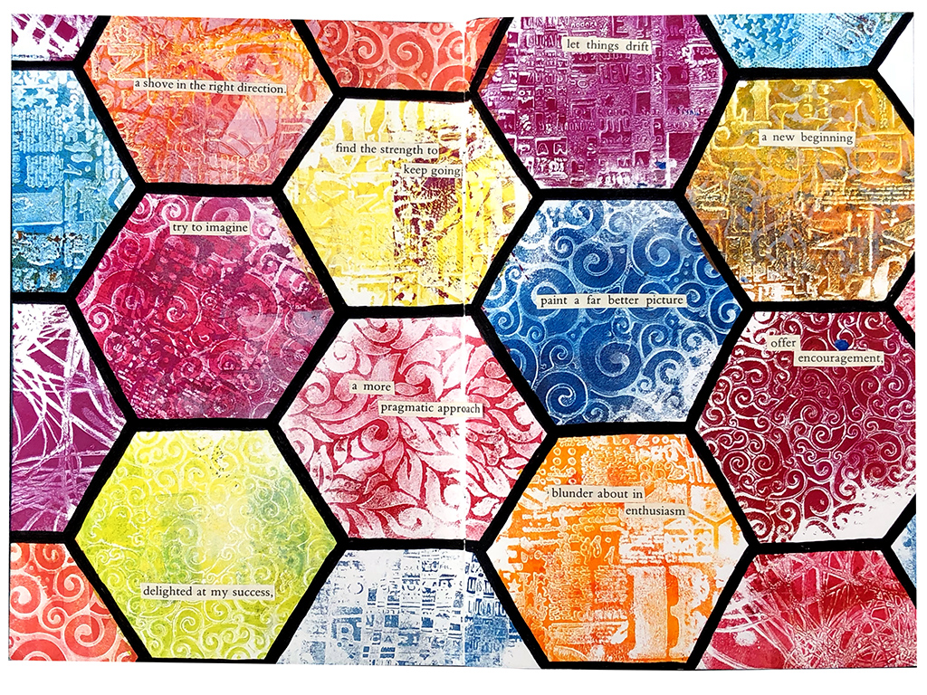 art-journal-page-hexagonal-monoprinting-perfectly4med-artist-at